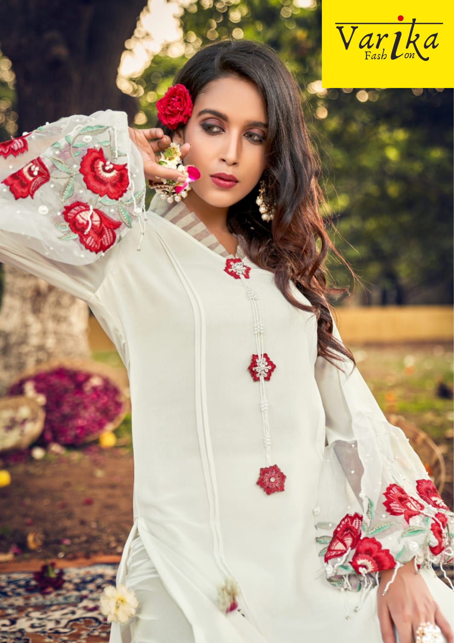 Printed White Single tier dress with balloon sleeve and tucks in front,  Western Wear at Rs 1145 in Gurugram